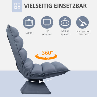 Draaistoel – Bureaustoel – Draaifauteuil – Eetkamerstoel – Stoel – Verstelbare Rugleuning – Kunstleer Met Stalen Frame – 62x70x95 cm – Grijs