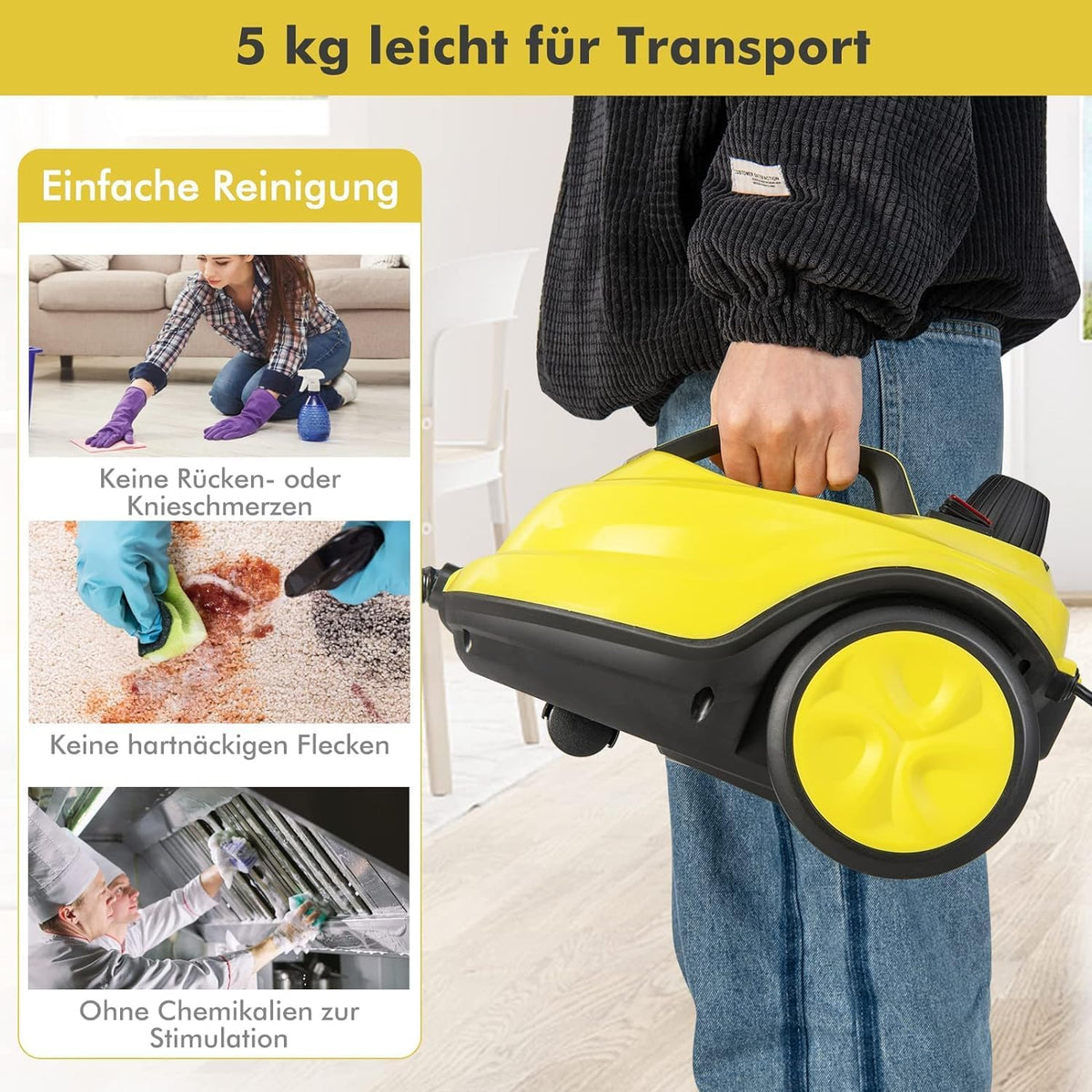 FANTASK 2000 W stoomreiniger incl. 13 accessoires, stoomdruk: max. 5 bar, temperatuur: tot 160 °C, oppervlaktevermogen: 108 m², tank: 1,8 l, opwarmtijd: 8 min