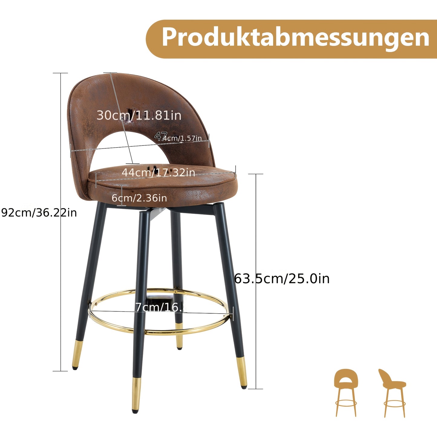 Barstoel – Barkruk – Keukenstoel – Draaistoel – Bistrostoel – Bruin – 360° Draaifunctie – Bamboe Met Comfortabele Katoenen Bekleding