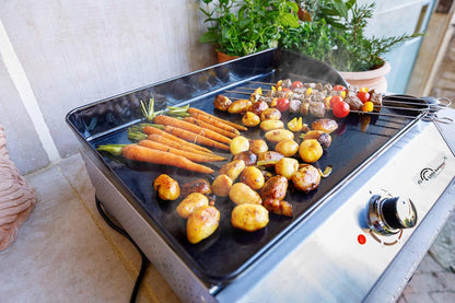 LITTLE BALANCE 8713 Biscarosse 50-35, elektrische grillplaat, geëmailleerd gietijzer, XL, 2150 W, 100% Franse productie, roestvrij staal