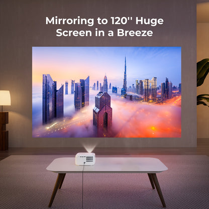 Mini Projector – Mini Beamer – Draagbare Projector – Mobiele Beamer – Pocket Projector – 300 ANSI Lumen – Native 720p Resolutie – Dual-band WiFi – Draadloos Streamen