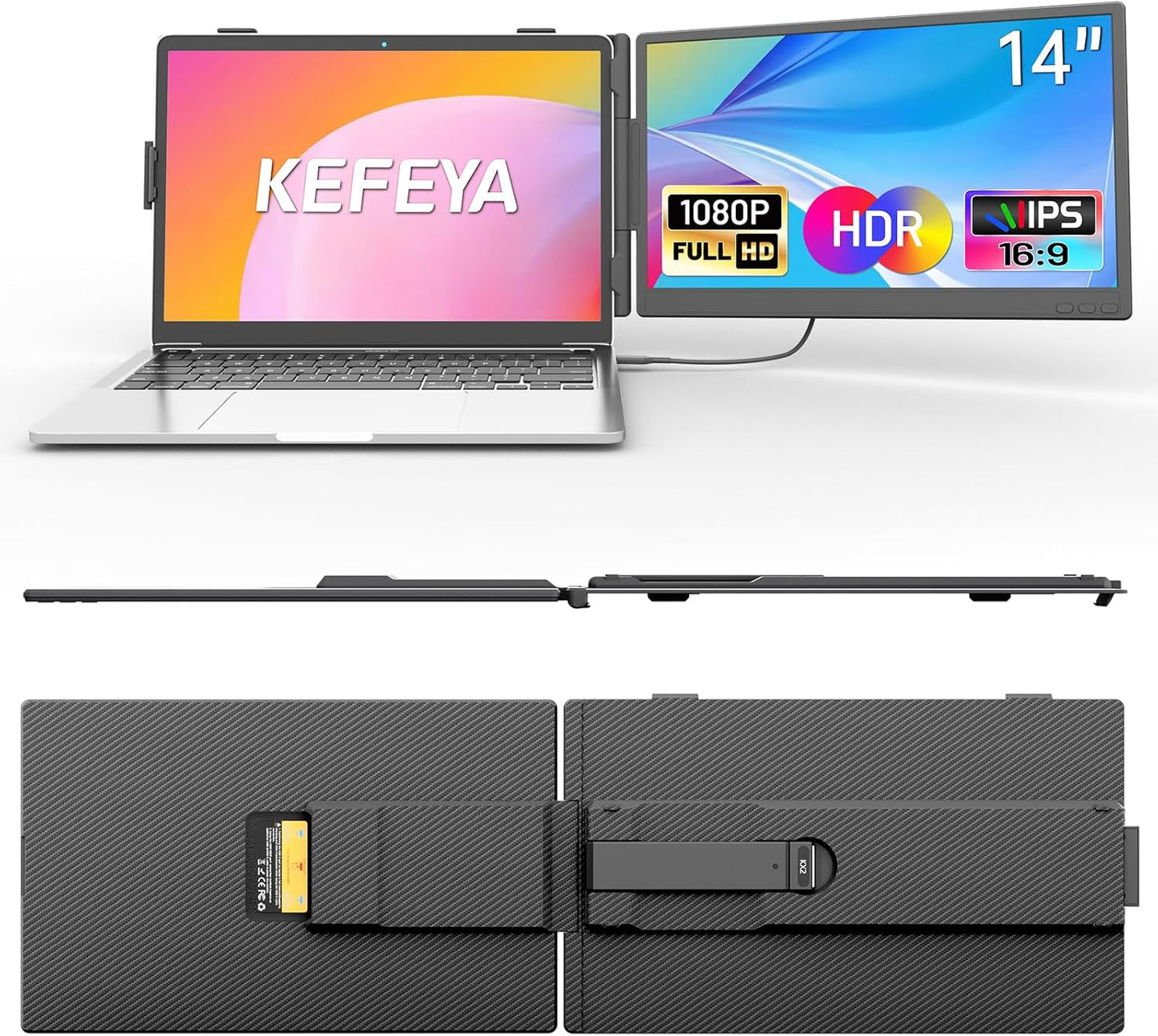 Laptopschermverlenging – Schermvergroter – Laptop Extensie – Monitor Uitbreiding – USB Schermuitbreiding – 14 Inch – Lichtgewicht 0,88 KG