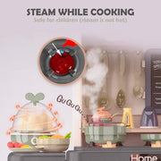 Speelkeuken - Speelgoedkeuken - Keukenset - met Licht - Water - Stoom - Klei - 65 Keukenaccessoires - Modern Stijl - 71 x 28.5 x 93.5 cm - Grijs