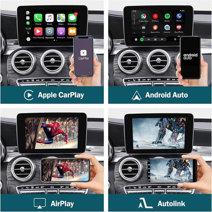 Ninetom Draadloze Carplay Retrofit Kit Decoder voor 2015-2018 Mercedes Benz C GLC CLA GLA Klasse W205 met NTG5.0 Systeem, Ondersteunt Android Auto, Mirrorlink, Achteruitrijcamera