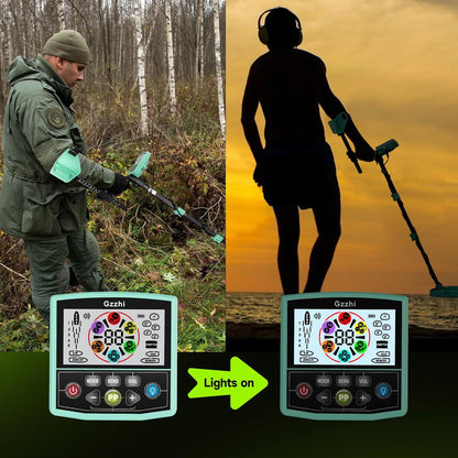 Metaaldetector met kleurenscherm, hogere nauwkeurigheid, instelbare waterdichte metaaldetectoren Pinpoint, 11 inch zoeken, ideaal voor goud, munten,