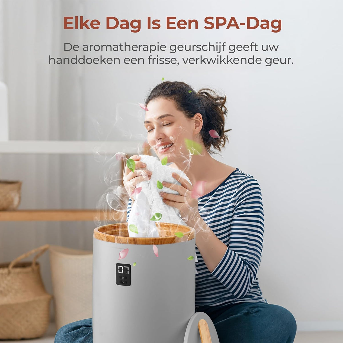 Serenelife Towel Warmer - Electric Bucket Towel Heating - with Customized Fragrance for Spa and Bathroom - Fits 2 Large Bath Towels, Bathrobes, Pajamas - Automatic Shut Off - Grey - QUORE