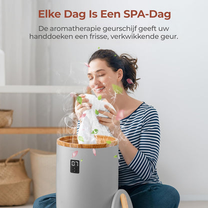 Serenelife Towel Warmer - Electric Bucket Towel Heating - with Customized Fragrance for Spa and Bathroom - Fits 2 Large Bath Towels, Bathrobes, Pajamas - Automatic Shut Off - Grey - QUORE
