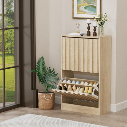 Schoenenkast – Schoenenrek – Opbergkast – Schoenentilt – Halmeubel – Verstelbare Verwijderbare Plank – Natuurlijke Houtlook 50x24x86,5 cm