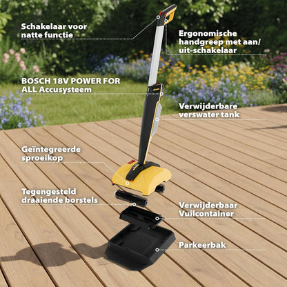 WAGNER multifunctionele terrasreiniger Levaro Powerbrush 18V (batterij en lader zijn niet bij de levering inbegrepen) - voor ongecompliceerde onderhoudsreiniging van buitenruimtes