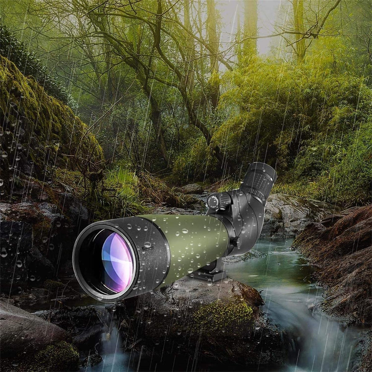 Gosky BAK4 Spotting scope, schuine spotting voor het schieten van doelen, jacht, vogelobservatie, wildobservatie, met smartphone-adapter en camera-adapter voor Nikon
