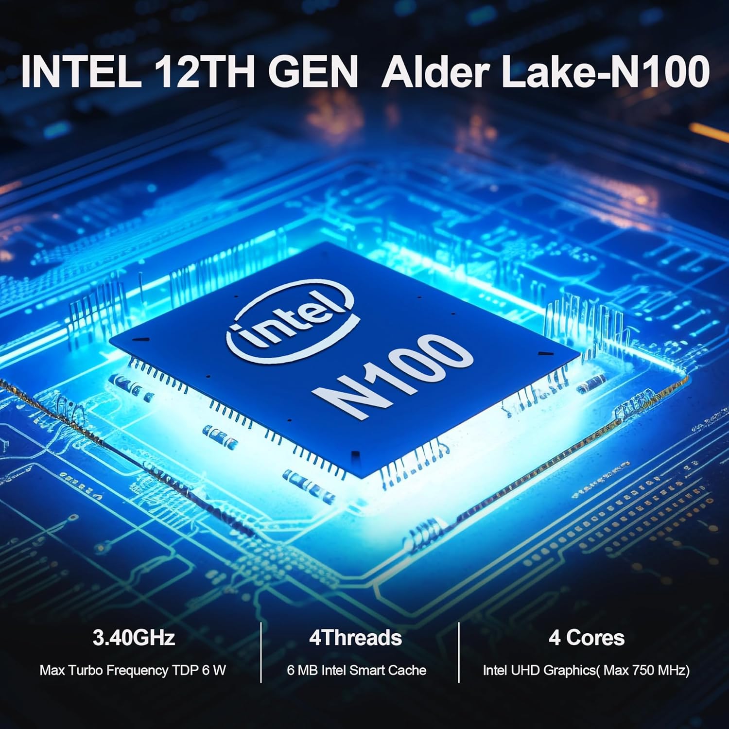 Mini PC, 12th in-tel N100 processor (up to 3.4GHz) 4C/4T mini desktop PC, 16G DDR5, 500GB SSD, Triple Display 4K UHD HD/Wi-Fi6/BT5.2/RJ45/WOL/Auto Power On - QUORE