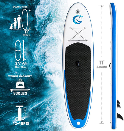 FunWater Opblaasbaar stand-up paddleboard met verstelbare peddel, handpomp, antislip EVA-plank, veiligheidslijn, voor volwassenen