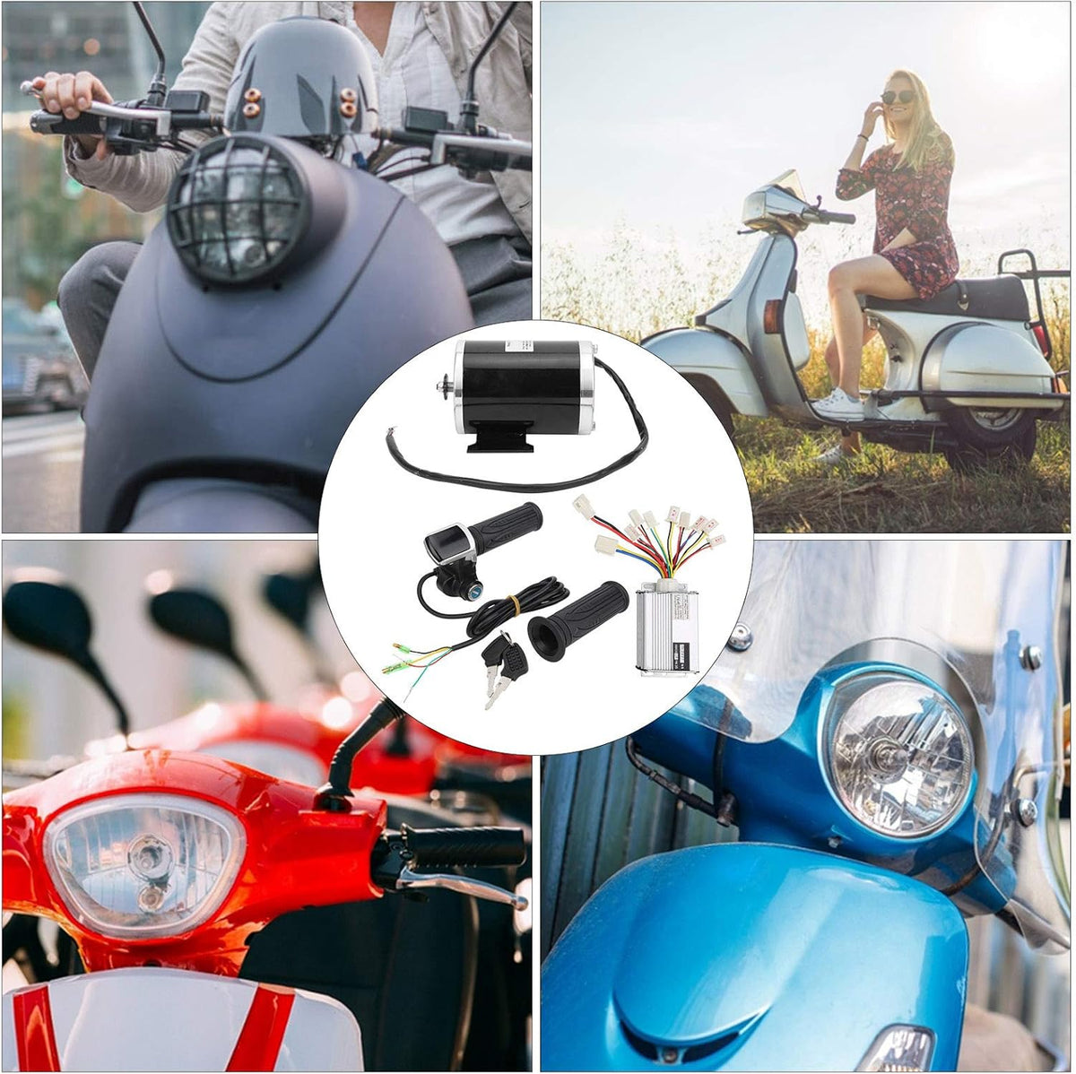 Elektrische Fiets Motor Conversie Kit, DIY 48V 1000W Motor Met Gashendel Toetsen Controller Voor Elektrische Scooter