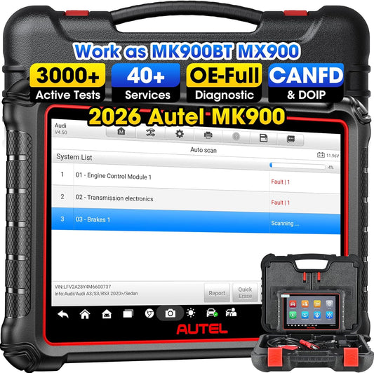 Autel Scanner MaxiCOM MK900, 2024 MK900 Bidirectional Scan Tool Up of MK808S MK808BT PRO, MaxiCheck MX900, MX808S, 40+ Service, 3000+ Active Tests, All System Diagnose, CAN-FD&DOIP, OS 11, FCA SGWQQ