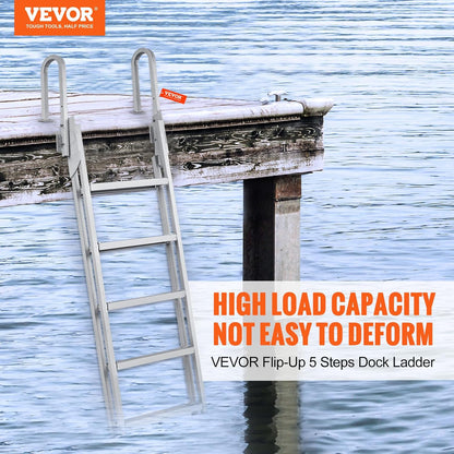 <font dir="auto" style="vertical-align: inherit;"><font dir="auto" style="vertical-align: inherit;">        VEVOR Folding Dock Ladder, 5 Steps, 158kg, Aluminum Pontoon Boat Ladder with Wide Step and Anti-Slip Rungs, Floating Ladder for Boarding Ships/Sea/