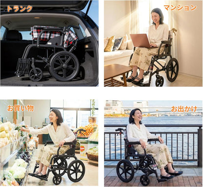Faltbare lichte rolstoel met dubbele remmen (11 kg), vouwbaar transportrolstoel voor ouderen, aluminium rolstoelen met voetsteun, rolstoel voor gehandicapten (CP-30A6N).