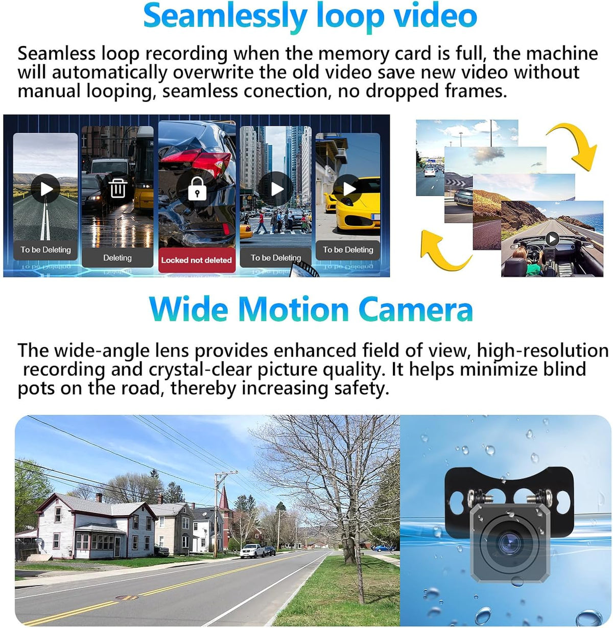 Podofo spiegel dashcam met achteruitkijkcamera met Apple Carplay Android Auto 11,26 inch IPS touchscreen Dual 1080P achteruitkijkspiegel dashcam dashcam auto, 2 gedeelde schermen, Bluetooth