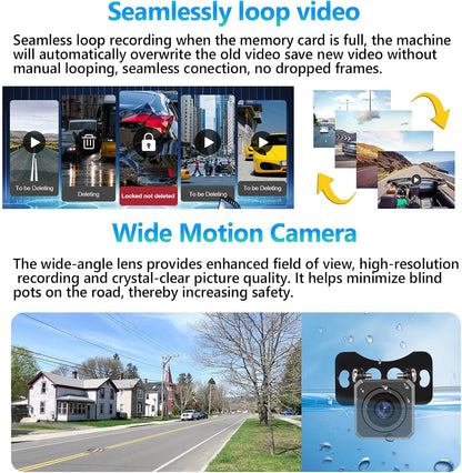 Podofo spiegel dashcam met achteruitkijkcamera met Apple Carplay Android Auto 11,26 inch IPS touchscreen Dual 1080P achteruitkijkspiegel dashcam dashcam auto, 2 gedeelde schermen, Bluetooth