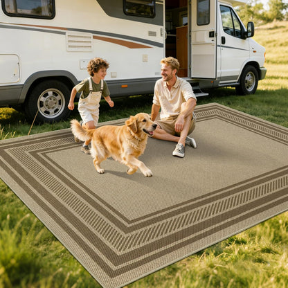 Famibay Tapijten voor woonkamer, groot, 200 x 290 cm, wasbare tapijten voor slaapkamer, jutelook, antislip vloerkleed voor woonkamer, slaapkamer, eetkamer, bruin