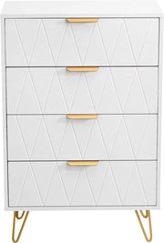 Kast - Huiskamer - Dressoir - Ladeblok - Wit/Goud - 60x34x90 cm - Buffetkast - Design Kast - Keuken - Woonkamer