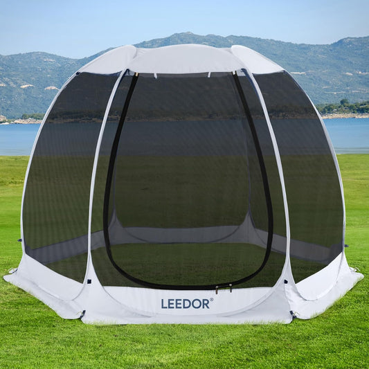 LEEDOR Pop-up gaas-tent voor 4-6 pers. Paviljoen, afgeschermde kamer met muskietengaas, uv-bescherming, draagtas, perfect voor tuin, terras of camping, beschermt tegen zon en insecten, 3 x 3 m