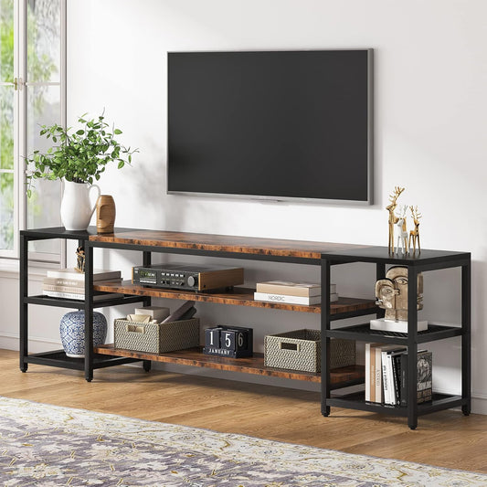 Tribesigns 78 Inch TV Stand for TVs up to 85 inch, Media Entertainment Center Console Table, Industrial 3 Tier TV Console Table with Storage Shelves for Living Room, Entertainment Room