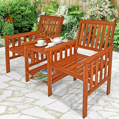 Casaria Garden Bench Acacia Wood Weatherproof Table Storage 2-Seat 163x58x91cm Load Capacity Balcony Wooden Cinema Bench 320kg - QUORE