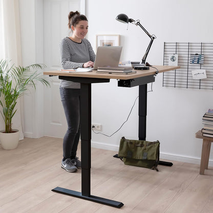 boho office® Homedesk - Infinitely Electric Height-Adjustable, Black Desk, Table Base with Memory Function, Very Modern Impact Protection and Child Safety - QUORE