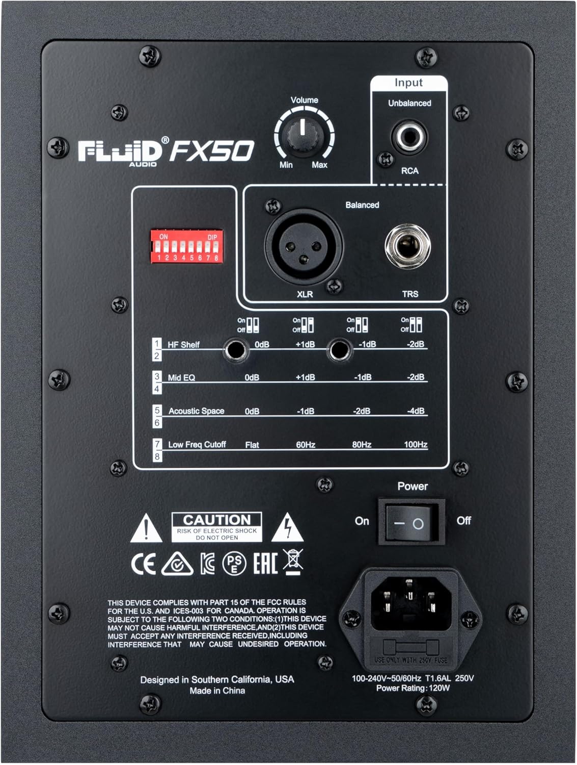 Nearfield Fluid Audio FX50 V2 monitorluidspreker (actieve studiomonitor, 2-weg coaxiale driver, 5 inch woofer, 60 Watt RMS, ideaal voor thuisstudio en professionele opnames, single) zwart