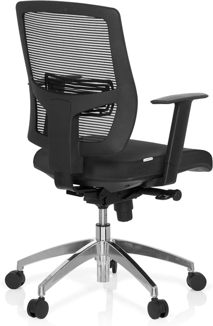 hjh OFFICE 657284 bureaustoel draaistoel NET 90 stof zwart/zwart, eersteklas afwerking, in hoogte verstelbare rugleuning, in hoogte verstelbare armleuningen, ergonomische bureaustoel