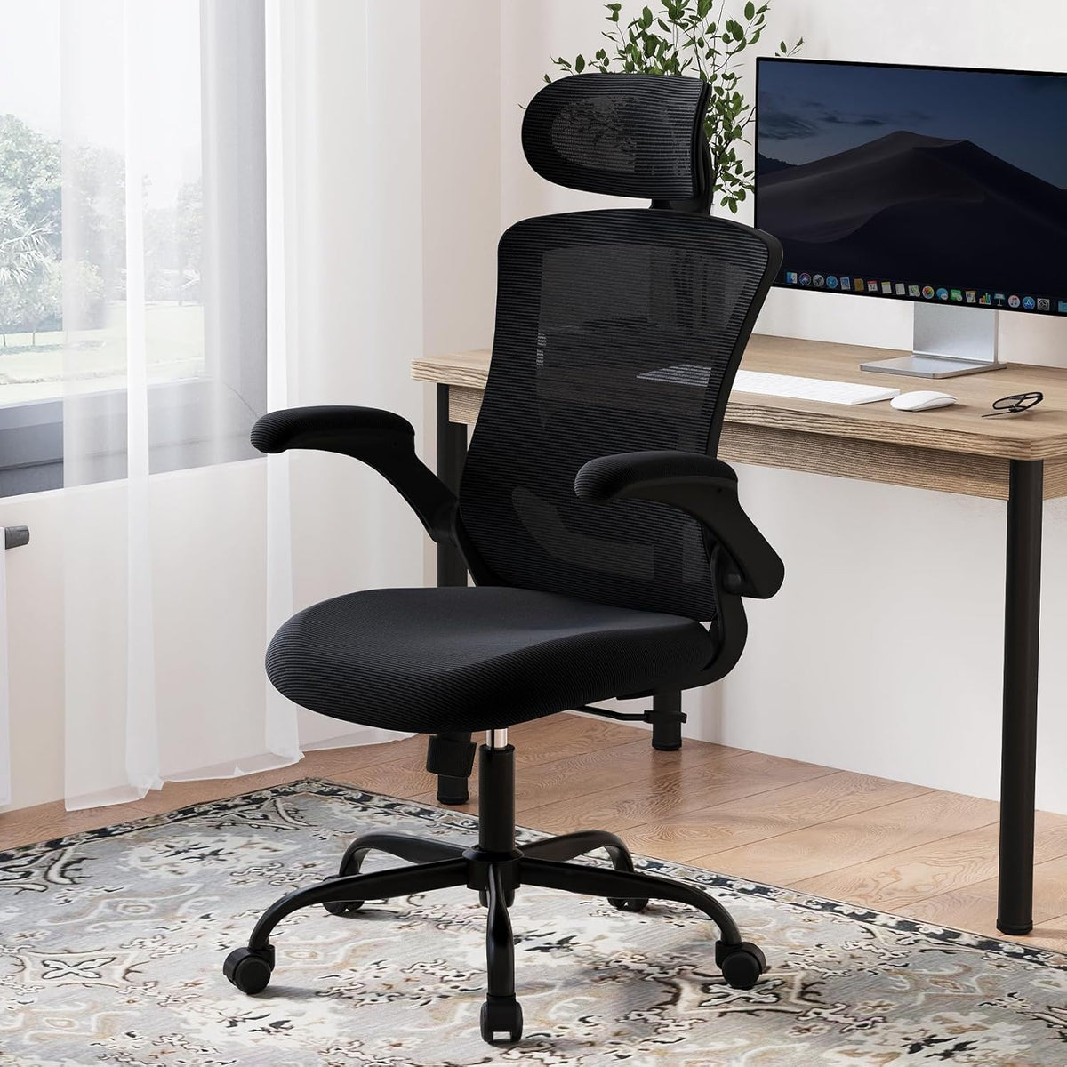 Ergonomische Bureaustoel – Office Chair – Werkstoel – Computerstoel – Desk Chair – Verstelbare Hoofdsteun en Lendensteun – Ademend Mesh Met 140 Graden Kantelfunctie