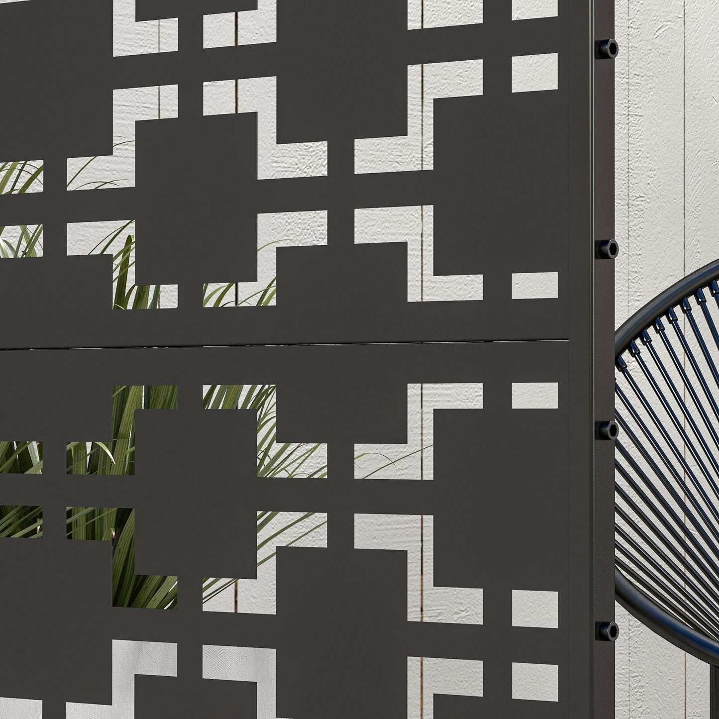 Tuinscherm – Privacyscherm – Balkonscherm – Windscherm – Afzetting – Zwart Metalen Geometrisch Patroon – 122x45x198 cm – Weerbestendig