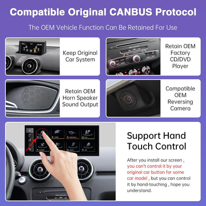 Road Top 12.3 Inch Autoradio Draadloos CarPlay Touchscreen voor Audi A1 2012-2018 Jaar, Autoradio Stereo Multimediascherm, Ondersteuning Draadloos Android Auto, Navigatie, Mirrorlink