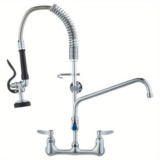 Keukenkraan – Keukenmengkraan – Wastafelkraan – Wandkraan – Pre-Rinse Kraan – Hoogte 63,5 cm – Messing Constructie met 30,48 cm Swing-arm