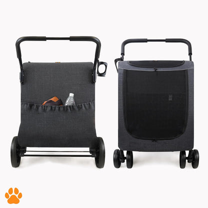 hondenwagen Chester - hondenbuggy voor grote honden, kattenbuggy, ruim, comfortabel trolley, opvouwbaar, incl. regenhoes, drinkbushouder, max. belasting 50 kg, kleur grijs