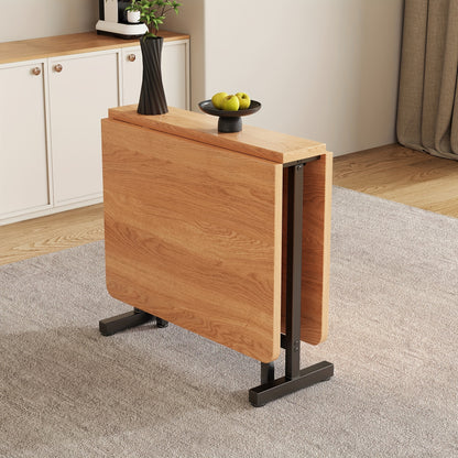 Uitklaptafel – Klaptafel – Vouwtafel – Eettafel – Inklapbare Tafel – Natuurlijke Houtkleur – Uittrekbaar 120x80 cm – Stevig Metalen Onderstel
