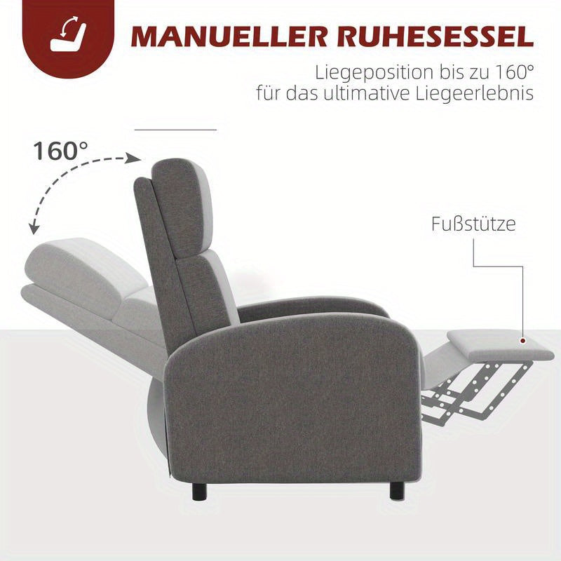 Relaxfauteuil – Schommelstoel – Ligstoel – Fauteuil – Relaxstoel – 160° Verstelbaar – Robuust Metaal-Kunststof Frame – Zacht Gevoerd – Compact Ontwerp – Grijs