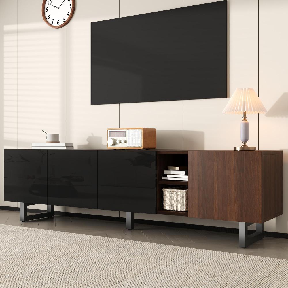 Tv-meubel – TV-kast – TV-stand – Mediamöbel – Vierdeurs Meubel – Uniek Design – Lage TV Montage – 180x38x50 cm – Zonder Elektriciteit