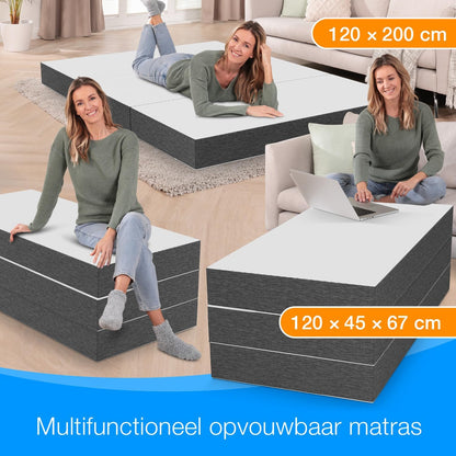 ELONEO Opvouwbaar Matras 1 Persoon, Premium Visco Schuimmatras, 120x200 cm, Dikte: 15 cm, Reisbed voor Kinderen en Volwassenen, Extra Bed voor Volwassenen en Kinderen - QUORE