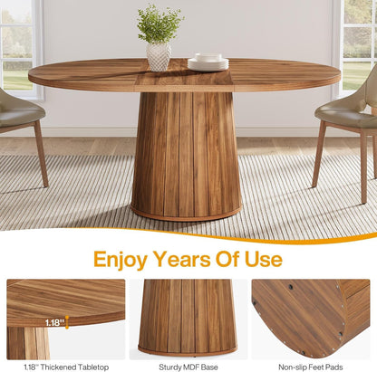 Ovale Eettafel – Eetkamertafel – Tafel – Keukentafel – Houten Tafel – Farmhouse Stijl – 140x100 cm – Stevig Houten Tafelblad - QUORE