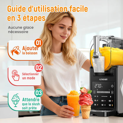 Slush-machine, 2,5 liter ijsmachine en slushie machine voor thuis, met led-display, 6 vooraf ingestelde programma's voor ijs, frappés, milkshakes, automatische reiniging (zwart)