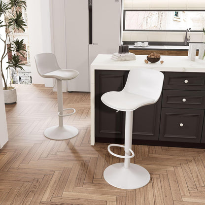 YOUNIKE Barkruk set van 2 wit, in hoogte verstelbare draaibare barstoel met rugleuning, hoge barstoelen als keukenstoel, toonstoel, praktische barkruk voor toonbank, keuken eetkamer