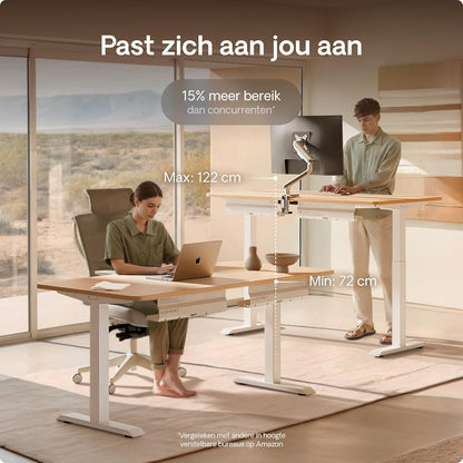 Height adjustable desk (120 x 60 cm), sitting and standing desk with charging sockets, desk height adjustable, electric touch screen and steel feet, desk height adjustable from Desktronic - QUORE