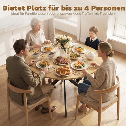 Ronde Eettafel – Ronde Tafel – Eetkamertafel – Keukentafel – Werktafel – Industrieel Design – Ø100 cm Tafelblad – Stalen Kruispoten
