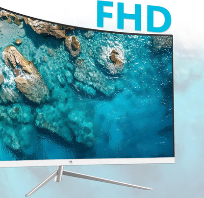 Z-Edge Gaming Monitor Curved 27 inch, 75Hz, FHD 1080P (1920x1080), Monitor Office White with HDMI Cable, 1800R VA Frameless, 178° Viewing Angle From, VGA+HDMI, Adjustable Tilt, Eye-Care Technology