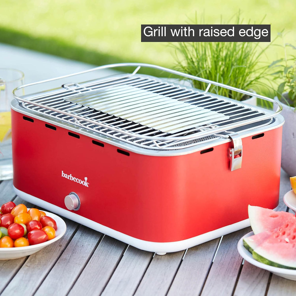 Barbecook tafel bbq Carlo houtskool barbecue met draagtas, geschikt voor 6 personen, Chili Pepper 44x33x21cm