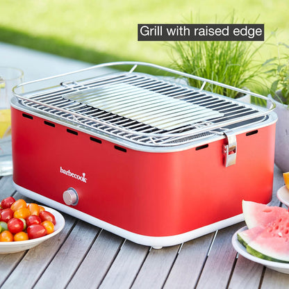 Barbecook tafel bbq Carlo houtskool barbecue met draagtas, geschikt voor 6 personen, Chili Pepper 44x33x21cm