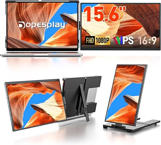 15,6 Inch Draagbare Monitor – Extern Scherm – Laptop Display – Tweede Scherm – IPS Scherm – Full HD 1080p – Plug & Play – Compatibel Met 13,3-17 Inch Laptops - QUORE