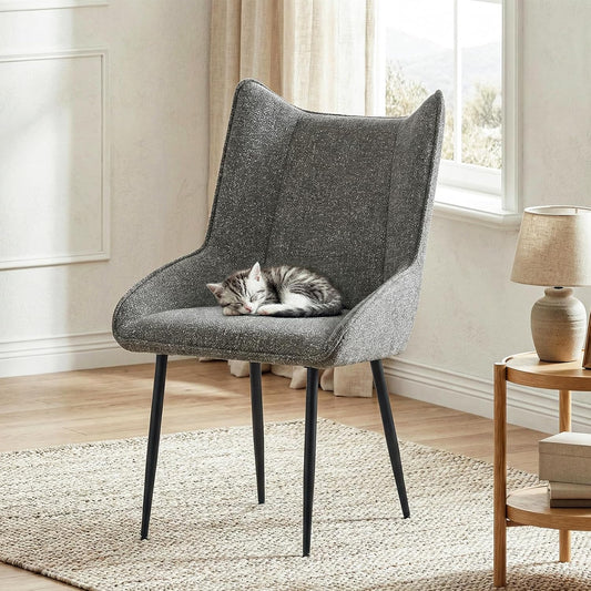 Zwart-witte eetkamerstoel zonder armleuningen, moderne fluwelen stoel met verstelbare poten, ergonomisch zitcomfort voor woonkamer, kantoor of slaapkamer, 1-delige set