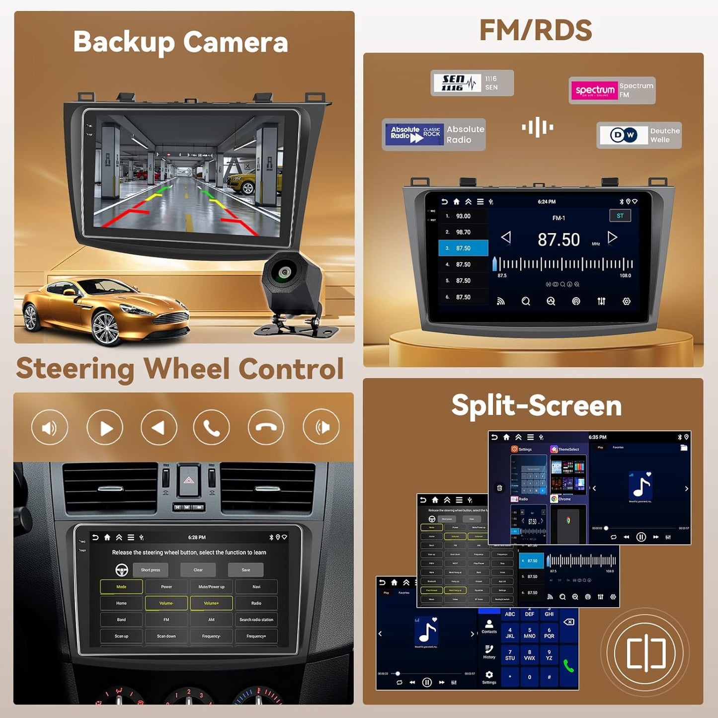 Autoradio Mazda 3 – Multimedia Systeem – Navigatie – Bluetooth Radio – DAB+ Radio – 9 Inch Touchscreen – Draadloos CarPlay & Android Auto